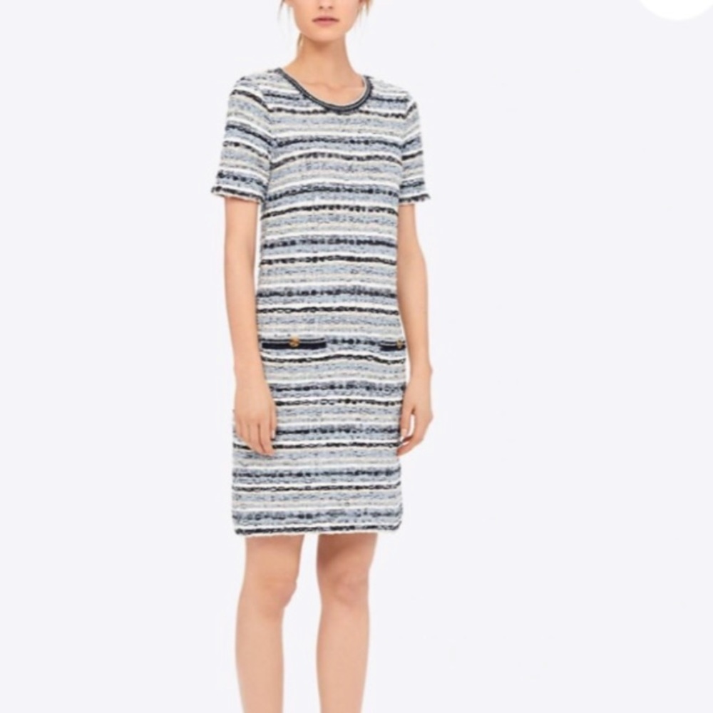 NWT Tory Burch XXS tweed blue sheath dress.